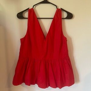 J. Crew Red V-Neck Tank Top